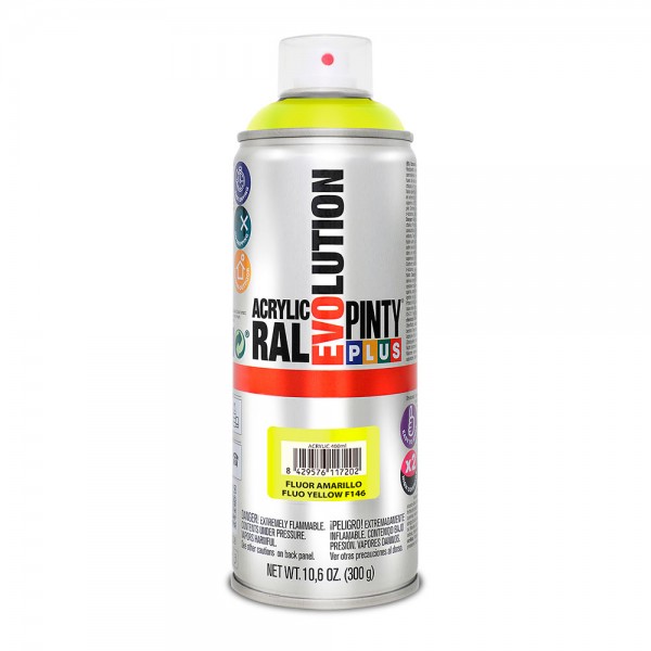 Pintura acrílica spray evolution 520 cc f146 fluor amarillo 300 g (pack 2 unidades)