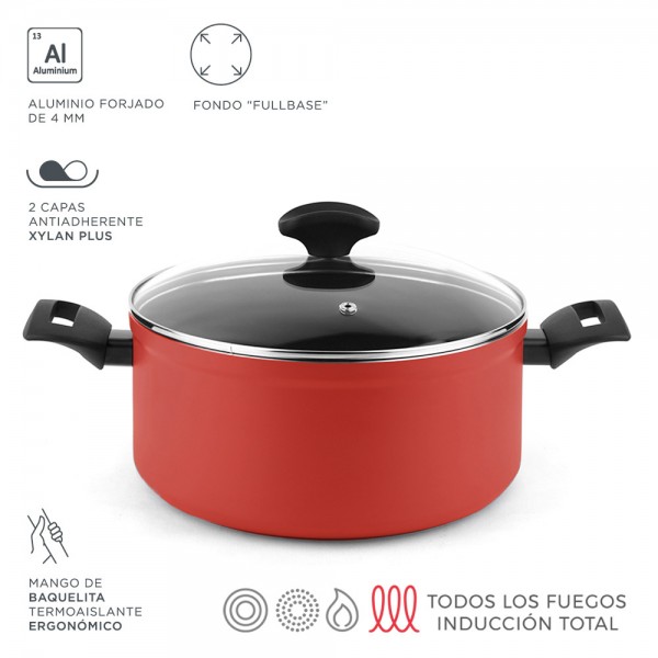 Olla maxima + tapa roja aluminio ø20 x 10 cm
