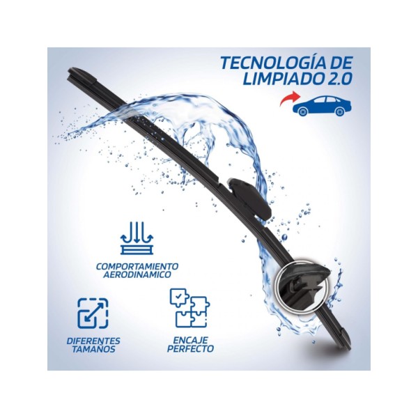 Escobilla Limpiaparabrisas para Coche Modelo Aquan48 Ultra Flex Series 19" 48 cm 1 Unidad con 8 Adaptadores