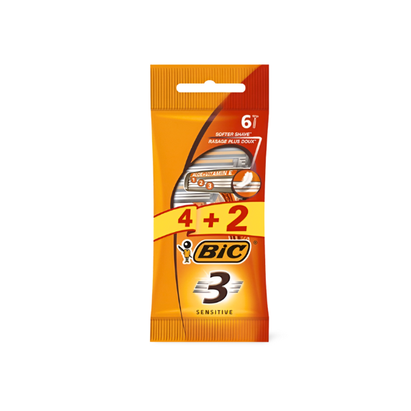 Bic maquinillas afeitar 3 Sensitive Aloe Vera + Vitamina E 4+2 unidades