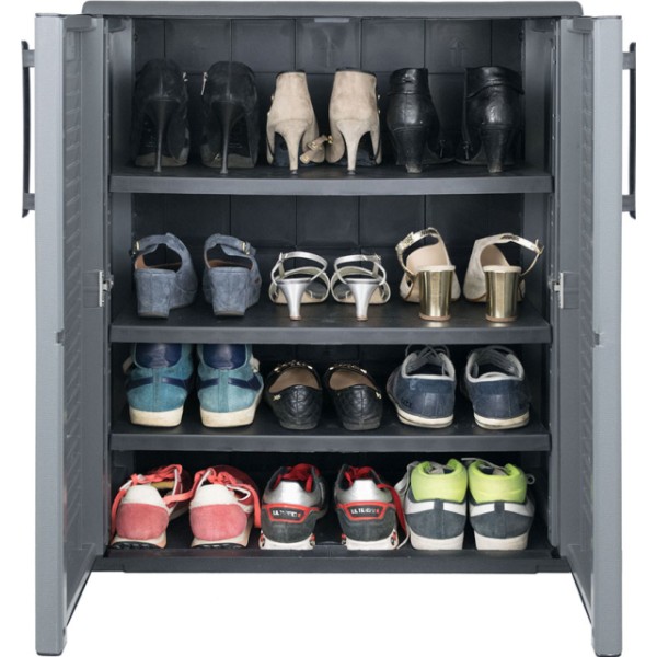 Armario bajo línea easy para zapatos de polipropileno gris oscuro, 68 x 37 x 84 cm