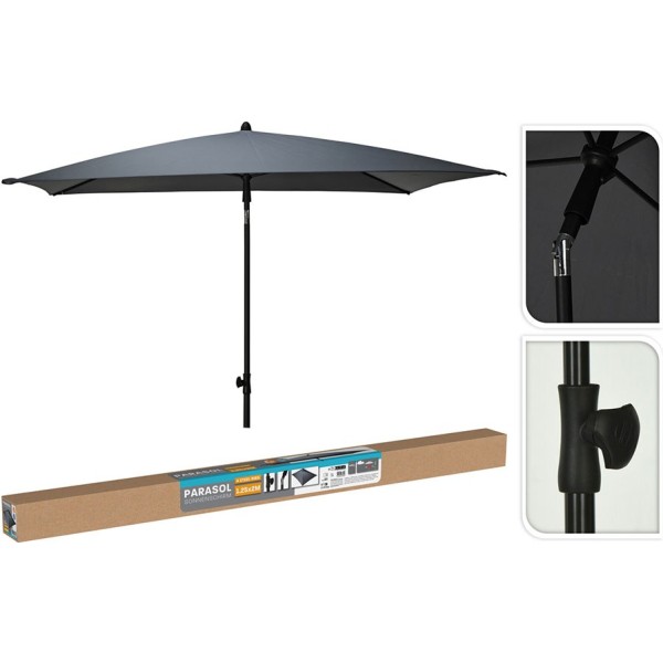 Parasol rectangular gris, 125 x 200 cm